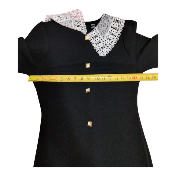 SHEIN Women's M Dress Black White Collar Wednesday  Adams Jury Halloween Gold - Picture 10 of 14